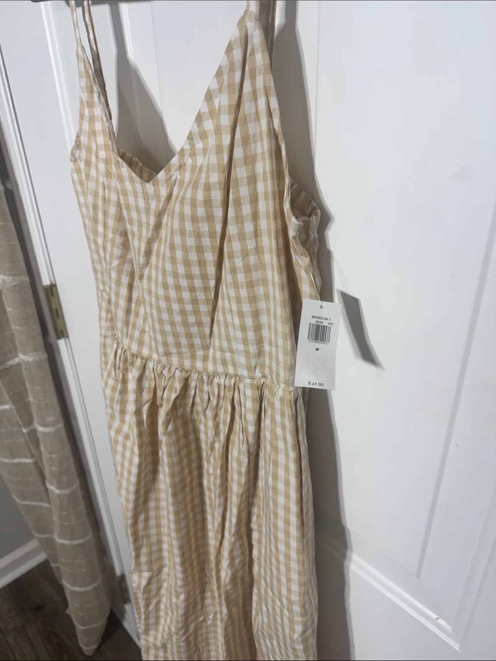 Old Navy Tan and White Gingham Maxi Dress - Picture 2 of 3